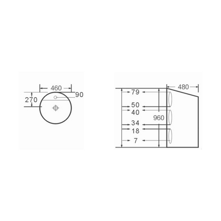 Gloss Round Freestanding Ceramic Floor Basin White 460X480X960 ,