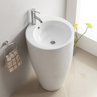 Gloss Round Freestanding Ceramic Floor Basin White 550X515X850 ,