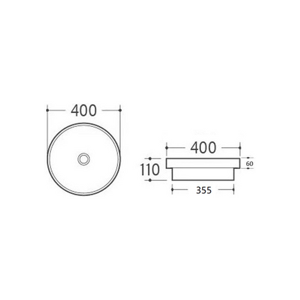 Gloss Round Insert Fine Ceramic Basin White 400X400X110 ,