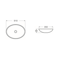 Gloss Oval Above Counter Basin White 510X350X95 ,