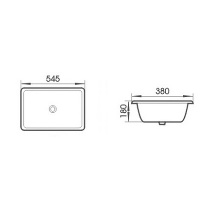 Gloss Rectangle Undermount / Counter Basin White 545X380X180 ,