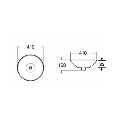 Gloss Round Insert Fine Ceramic Basin White 410X410X160 ,