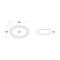 Gloss Oval Above Counter Basin White 600X400X150 ,
