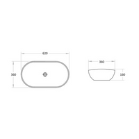 Gloss Oval Above Counter Basin White 620X360X160 ,