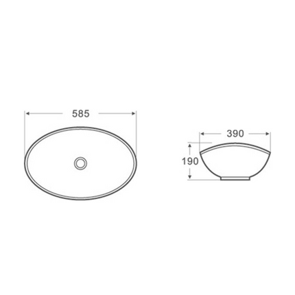 Gloss Oval Above Counter Basin White 585X390X190 ,