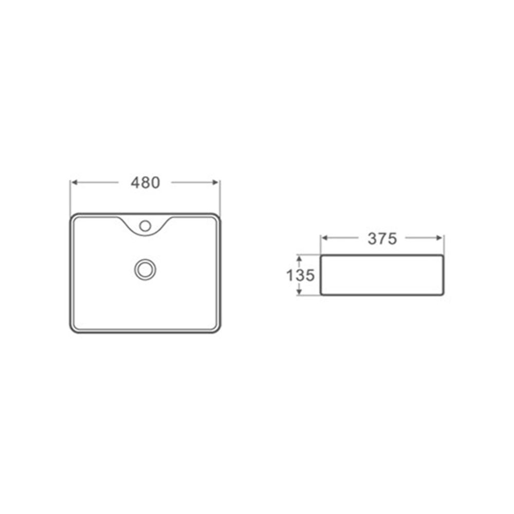 Gloss Rectangle Above Counter Basin White 480X375X135 ,