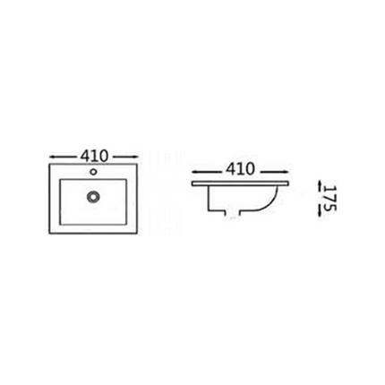 Gloss Square Insert Fine Ceramic Basin White 410X410X175 ,
