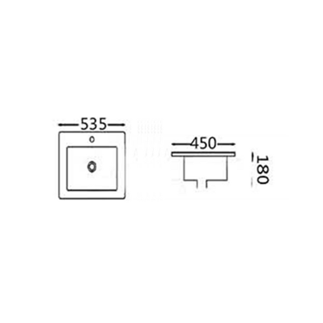 Gloss Rectangle Insert Fine Ceramic Basin White 535X450X180 ,