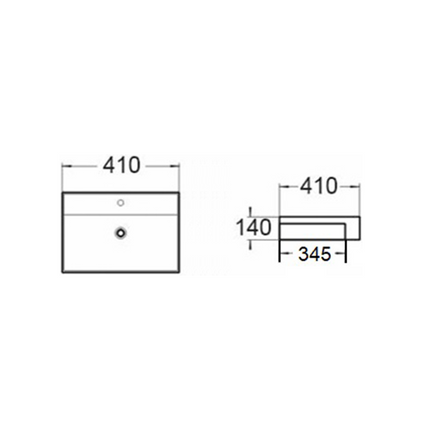 Gloss Square Semi Recessed Basin White 410X410X140 ,