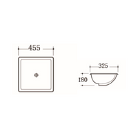 Gloss Rectangle Undermount / Counter Basin White 455X325X180 ,
