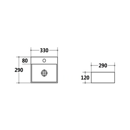 Gloss Rectangle Hand Wash Basin White 330X290X120 ,