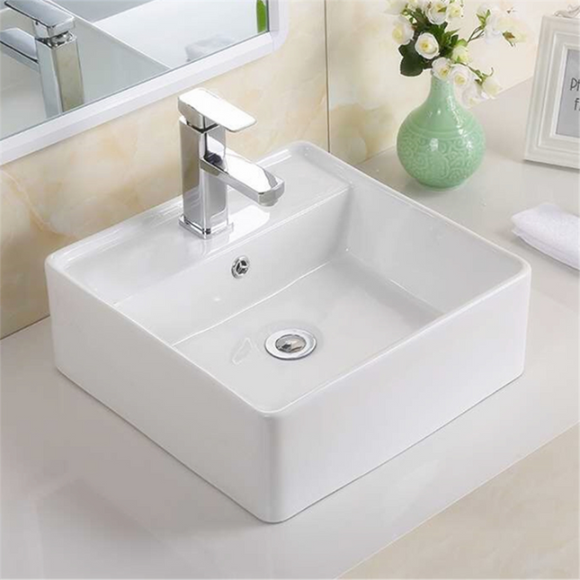 Gloss Square Hand Wash Basin White 410X410X150 ,