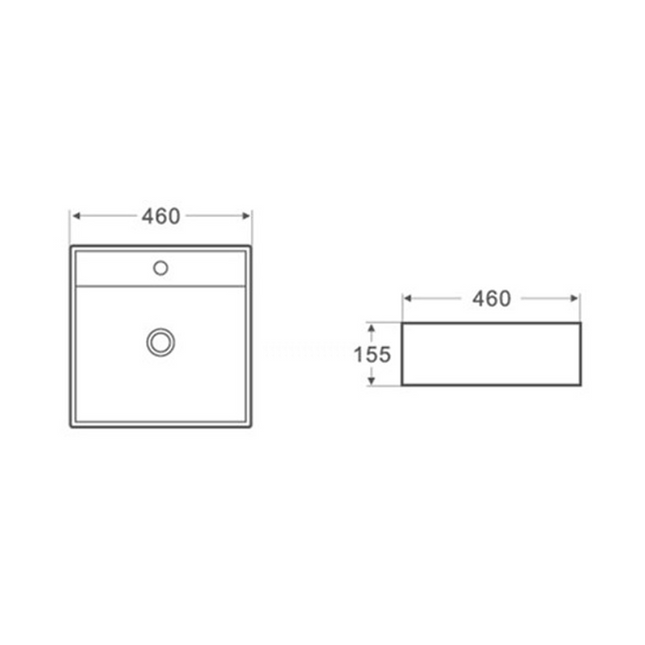 Gloss Square Hand Wash Basin White 460X460X155 ,