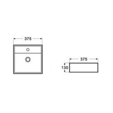 Gloss Square Hand Wash Basin White 375X375X130 ,