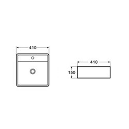 Gloss Square Hand Wash Basin White 410X410X150 ,