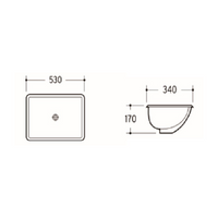 Gloss Rectangle Undermount / Counter Basin White 530X340X170 ,