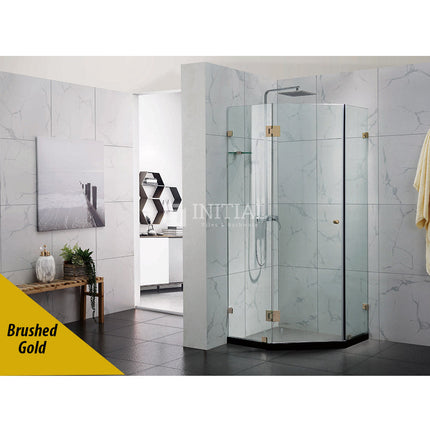 Diamond Frameless Hinge Door 10mm Glass 900-1100 x 2000mm , Brushed Gold