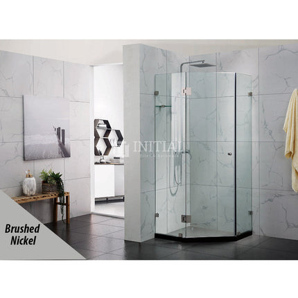 Diamond Frameless Hinge Door 10mm Glass 900-1100 x 2000mm , Brushed Nickel