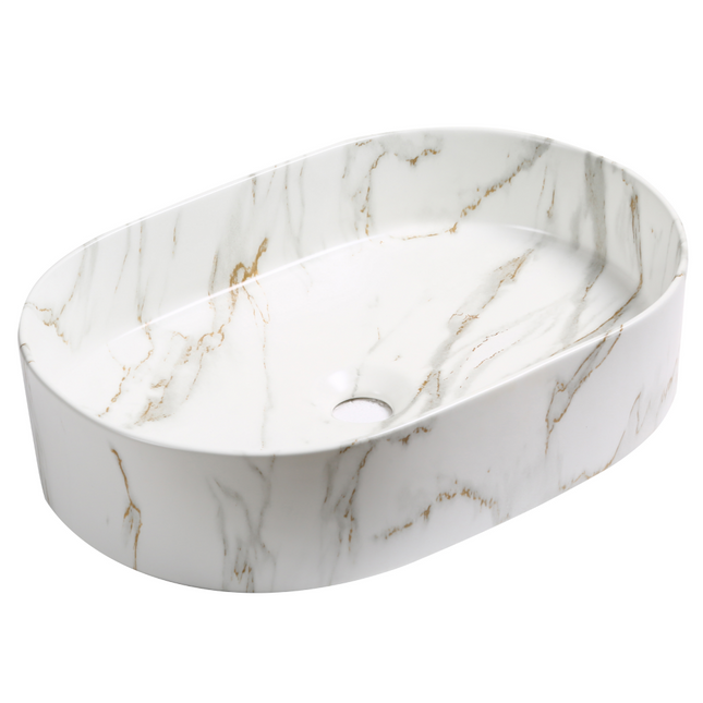 Above Counter Matt Carrara Finish Ceramic Oval Basin 500x350x120 ,