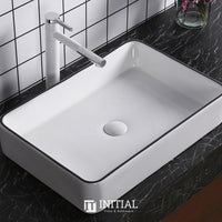 Gloss White and Black Edge Above Counter Basin 610x410x120 ,