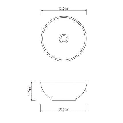 Porcelain Above Counter Basin 360x360x140 ,