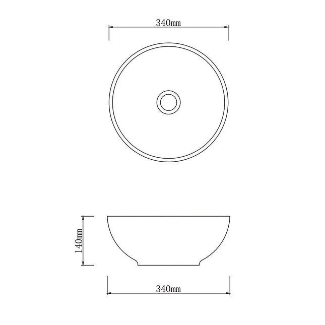 Porcelain Above Counter Basin 360x360x140 ,