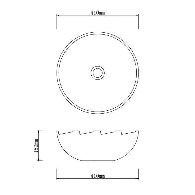 Porcelain Above Counter Basin 410x410x150 ,