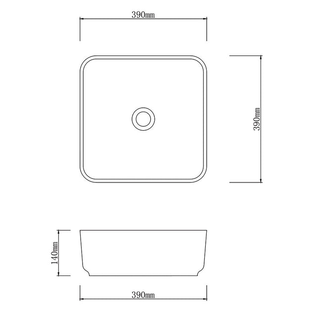 Above Counter Square Basin Antique Grey Porcelain Basin 390x390x140 ,