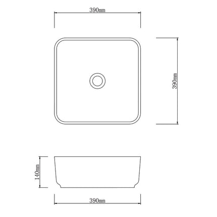 Above Counter Square Basin Antique Grey Porcelain Basin 390x390x140 ,
