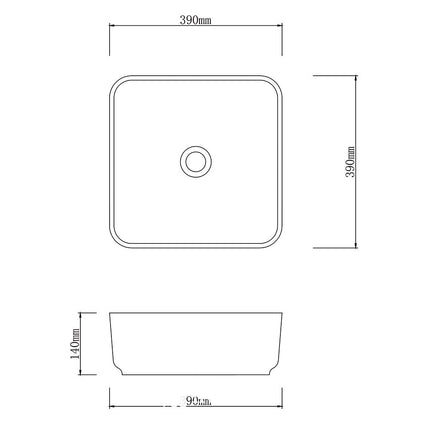 Porcelain Above Counter basin 390x390x140 ,