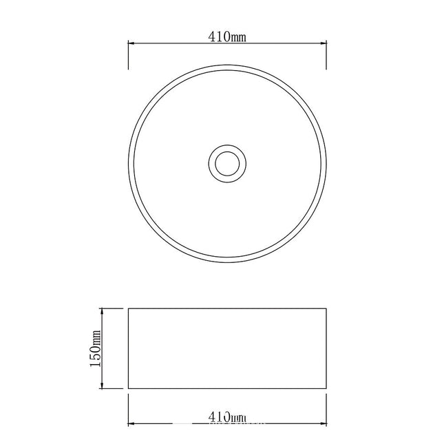 Porcelain Above Counter Basin 410x410x150 ,