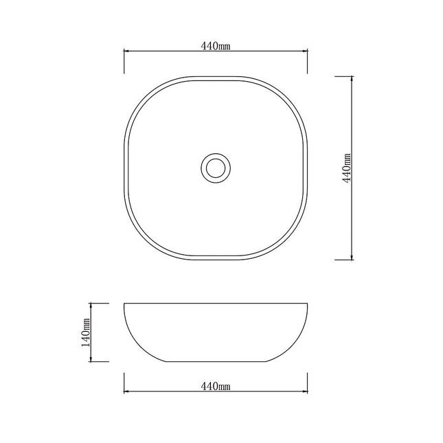 Porcelain Above Counter Basin 440x440x140 ,