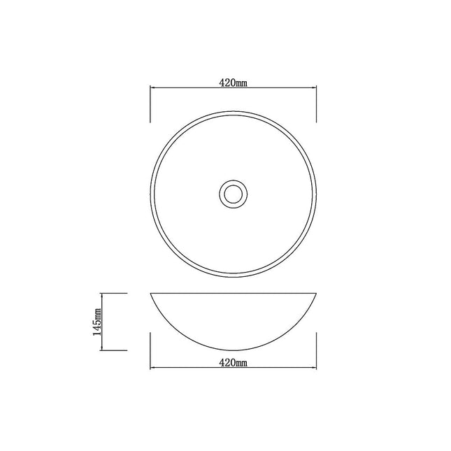 Above Counter Basin Round Tempered Glass Artistic Basin 420x420x145 ,