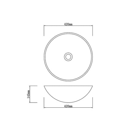Above Counter Basin Round Tempered Glass Artistic Basin 420x420x145 ,