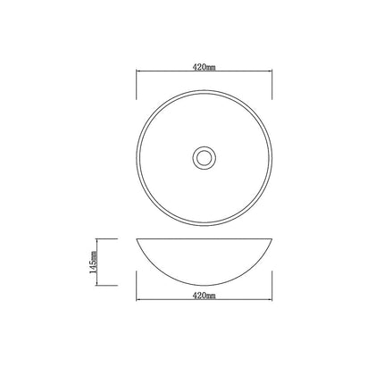 Above Counter Tempered Glass Basin Artistic Round Double Layer 420x420x145 ,