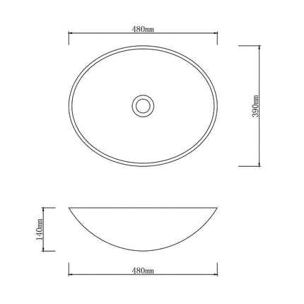 Above Counter Tempered Glass Light Blue Oval Basin Double Layer 480x390x140 ,