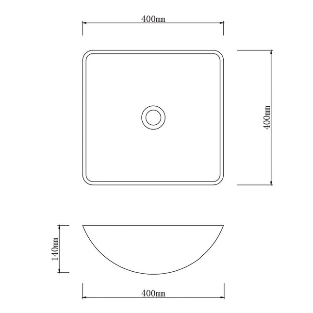 Above Counter Tempered Glass Basin Artistic Square Double Layer 400x400x140 ,