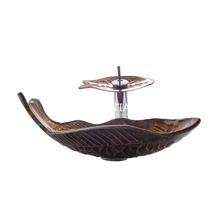 Above Counter Tempered Glass Basin Special Fish Shape Basin 450x350x170 ,