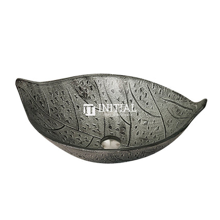 Above Counter Tempered Glass Basin Unique Leaf Shape Basin 590x370x140 ,