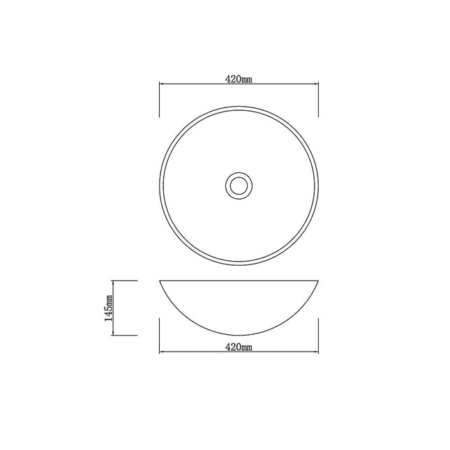 Above Counter Tempered Glass Basin Artistic Round Double Layer 420x420x145 ,