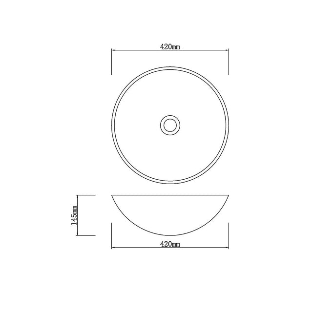 Above Counter Tempered Glass Round Vintage Basin 420x420x145 ,