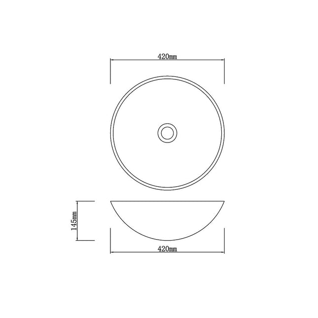 Above Counter Tempered Glass Basin Black Round Art Basin 420x420x145 ,