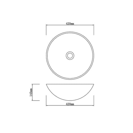 Above Counter Tempered Glass Basin Black Round Art Basin 420x420x145 ,