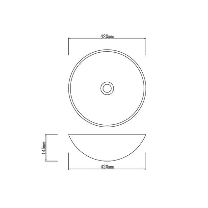 Above Counter Tempered Glass Basin Round Art Basin 420x420x145 ,
