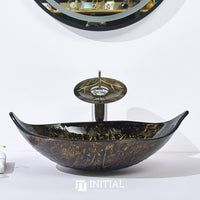 Above Counter Tempered Glass Basin Special Leaf Shape Basin 590x380x145 ,