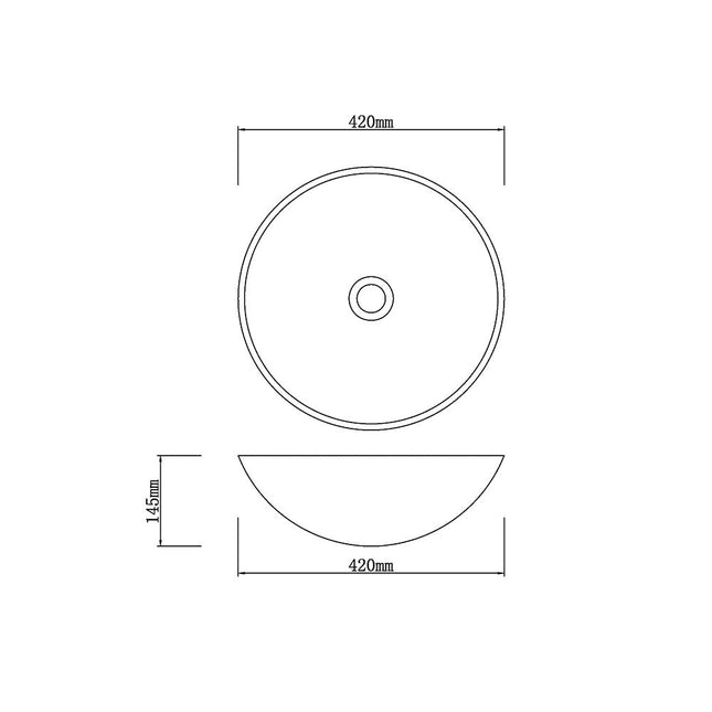 Above Counter Tempered Glass Artistic Round Basin 420x420x145 ,