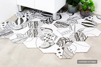 Modern look Tile Freestyle Hexagon Artistic White & Black Matt 200X230 ,