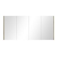 Qubix Wood Grain PVC Filmed Mirrors Shaving Cabinet with 4 Doors White Oak 1500X150X720 ,