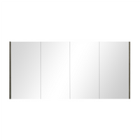 Qubix Wood Grain PVC Filmed Mirrors Shaving Cabinet with 4 Doors Dark Grey 1500X150X720 ,