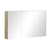 Qubix Wood Grain PVC Filmed Mirrors Shaving Cabinet with 3 Doors White Oak 1200X150X720 ,